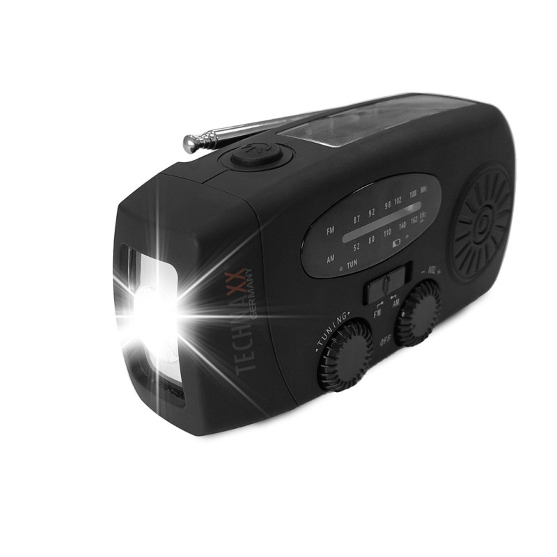 Radio Solaire Avec Manivelle | Lampe Torche, Power Bank USB | Étanche IPX3 | Pour Camping, Randonnée & Urgence