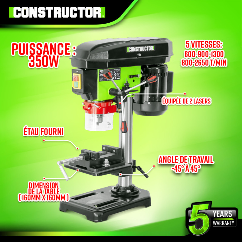 Perceuse à colonne CTDP351-13 350 W CONSTRUCTOR