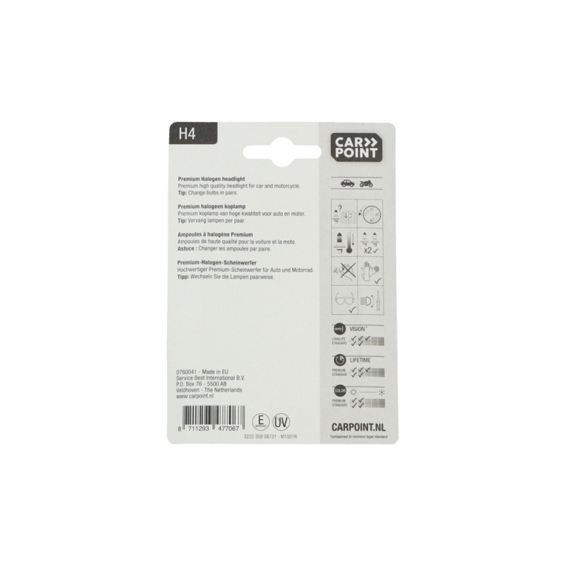 Ampoule H4 CARPOINT 12V 60/55W – Éclairage Optimal | CARPOINT
 Ampoule H4 CARPOINT 12V 60/55W – Éclairage Optimal | CARPOINT