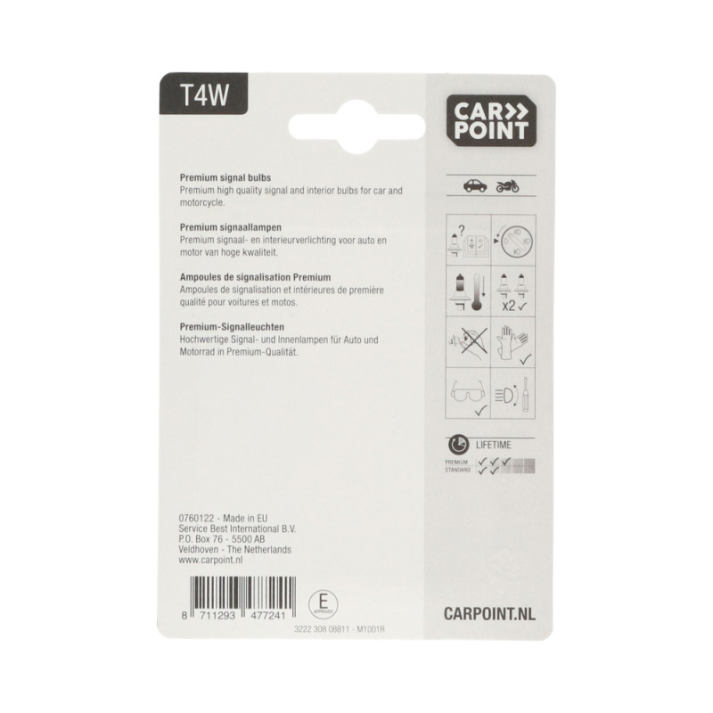 Ampoule T4W 12V CARPOINT – Éclairage Fiable | CARPOINT

