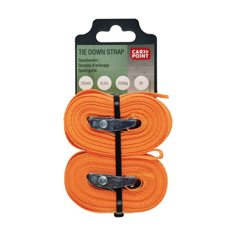 Sangle d'arrimage 4,5m 2 pièces – Arrimage Sécurisé | CARPOINT Sangle d'arrimage 4,5m 2 pièces – Arrimage Sécurisé | CARPOINT
