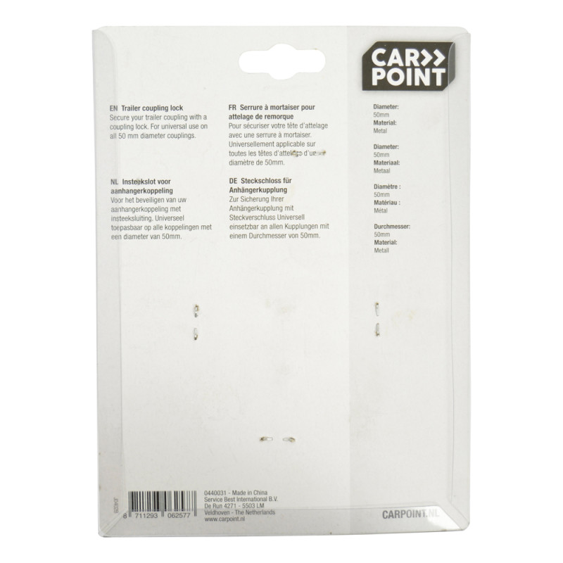 Verrou d'accouplement Ø 50 mm CARPOINT – Sécurité remorque
 Verrou d'accouplement Ø 50 mm CARPOINT – Sécurité remorque