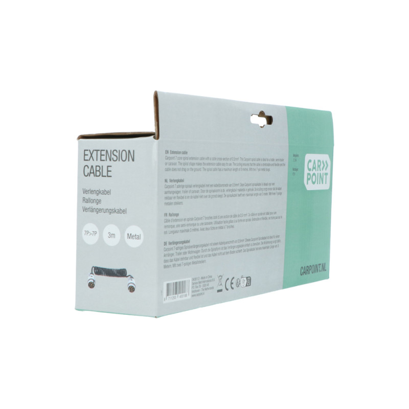 Câble d'extension remorque 3m – Fiches métal | CARPOINT Câble d'extension remorque 3m – Fiches métal | CARPOINT