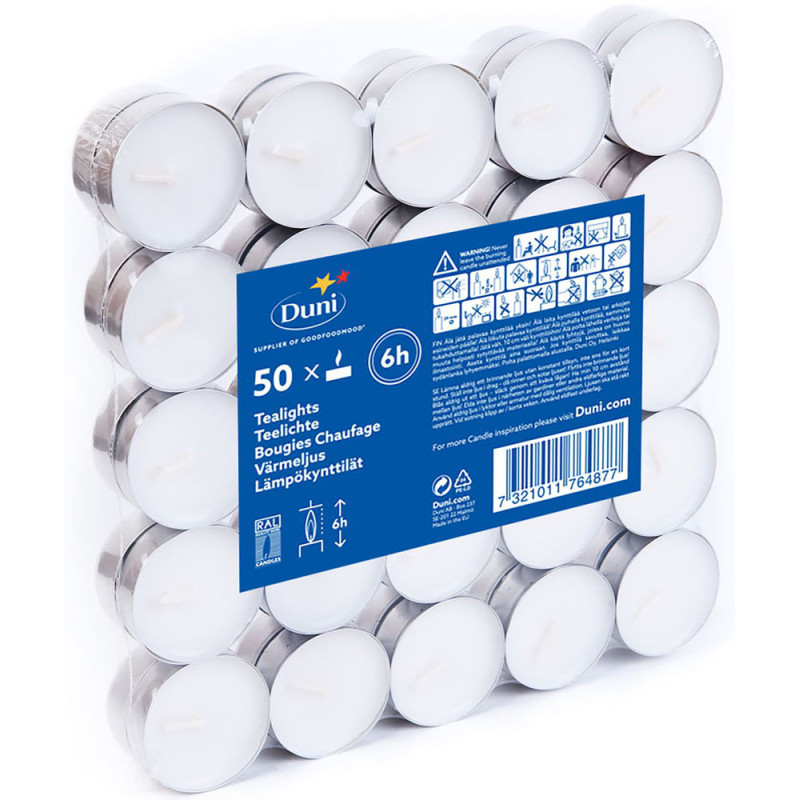 Bougie chauffe-plats T-Light blanche 6 h 50 pièces DUNI Bougie chauffe-plats T-Light blanche 6 h 50 pièces DUNI