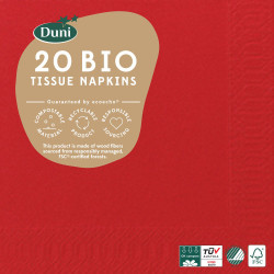 Serviette en tissu Bio 3 plis 24 x 24 cm rouge 20 pièces DUNI Serviette en tissu Bio 3 plis 24 x 24 cm rouge 20 pièces DUNI