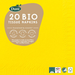 Serviette en tissu Bio 3 plis 24 x 24 cm  jaune 20 pièces DUNI Serviette en tissu Bio 3 plis 24 x 24 cm  jaune 20 pièces DUNI
