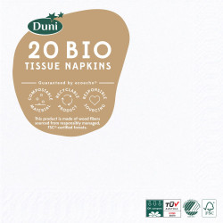 Serviette en tissu Bio 3 plis 24 x 24 cm blanc 20 pièces DUNI Serviette en tissu Bio 3 plis 24 x 24 cm blanc 20 pièces DUNI