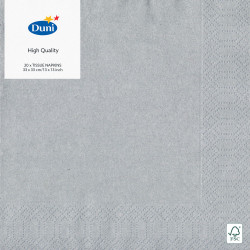 Serviette en tissu  3 plis 33 x 33 cm argent 20 pièces DUNI Serviette en tissu  3 plis 33 x 33 cm argent 20 pièces DUNI