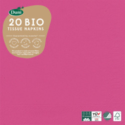 Serviette en tissu Bio 3 plis 33 x 33 cm fuschia 20 pièces DUNI Serviette en tissu Bio 3 plis 33 x 33 cm fuschia 20 pièces DUNI