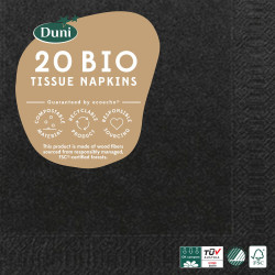 Serviette en tissu Bio 3 plis 33 x 33 cm noir 20 pièces DUNI Serviette en tissu Bio 3 plis 33 x 33 cm noir 20 pièces DUNI