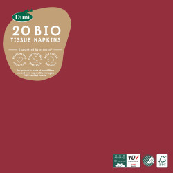 Serviette en tissu Bio 3 plis 33 x 33 cm bordeaux 20 pièces DUNI Serviette en tissu Bio 3 plis 33 x 33 cm bordeaux 20 pièces DUNI