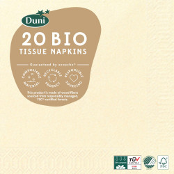 Serviette en tissu Bio 3 plis 24 x 24 cm crème 20 pièces DUNI Serviette en tissu Bio 3 plis 24 x 24 cm crème 20 pièces DUNI