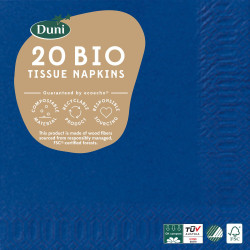 Serviette en tissu Bio 3 plis 24 x 24 cm bleu foncé 20 pièces DUNI Serviette en tissu Bio 3 plis 24 x 24 cm bleu foncé 20 pièces DUNI