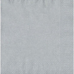 Serviette en tissu  3 plis 33 x 33 cm argent 20 pièces DUNI Serviette en tissu  3 plis 33 x 33 cm argent 20 pièces DUNI