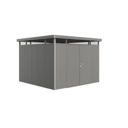 Abri de jardin métal HighLine BIOHORT gris 3,15x3,15m double porte | BIOHORT
