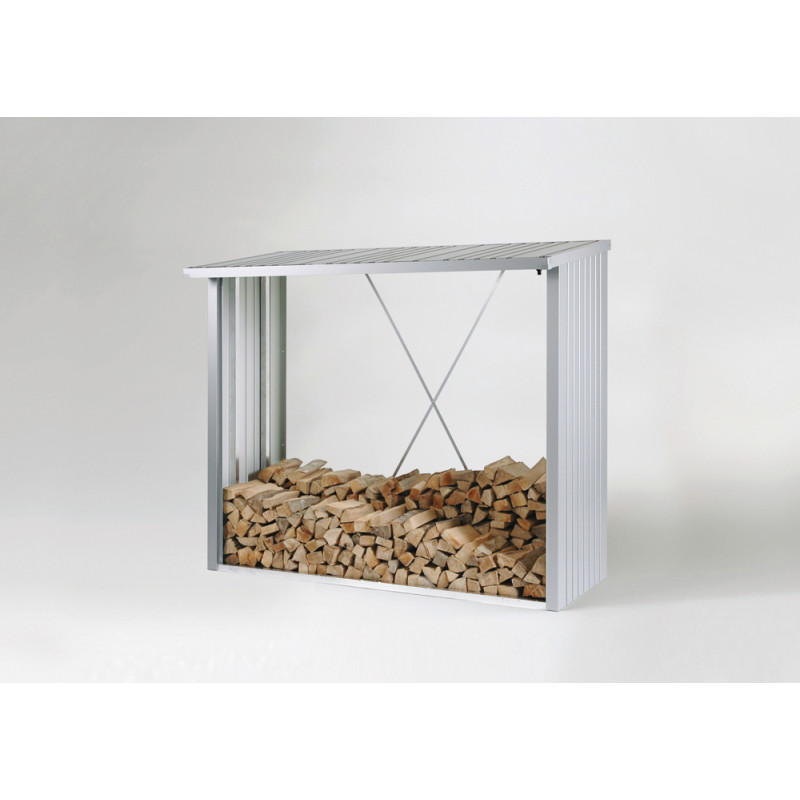 Abri bûches en métal argenté 3 x 1,02 x 1,99 m BIOHORT Abri bûches en métal argenté 3 x 1,02 x 1,99 m BIOHORT