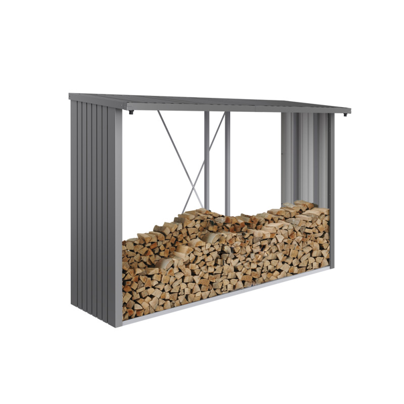 Abri bûches en métal gris métallisé 3 x 1,02 x 1,99 m BIOHORT Abri bûches en métal gris métallisé 3 x 1,02 x 1,99 m BIOHORT