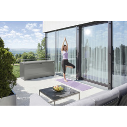 Coffre de jardin StyleBox 1,4 x 0,6 x 0,71 m gris métallisé BIOHORT