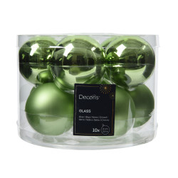 Boule de Noël incassable thé vert 6cm – Lot de 10 | DECORIS