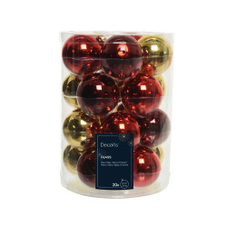 Boules de Noël en verre dorées et rouges – lot de 20 – Déco festive