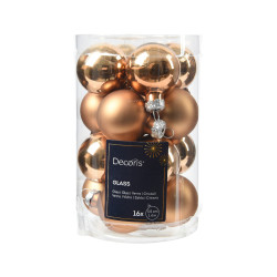 Boules de Noël Verre Brun Pécan 16p – Déco Festive | DECORIS