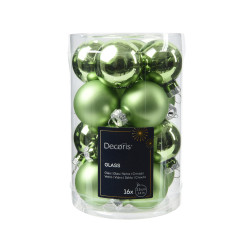 Boules de Noël Verre Thé Vert 16p – Déco Élégante