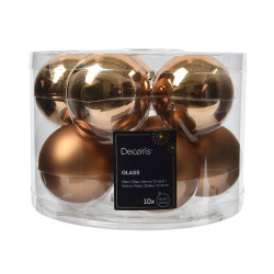 Boule de Noël Verre Brun Pécan Ø 6cm – Lot 10 Pièces | DECORIS