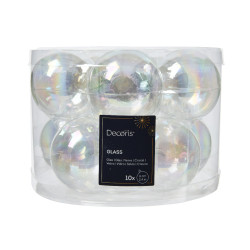 Boule de Noël en verre irisé Ø 6 cm – lot de 10 pièces | DECORIS