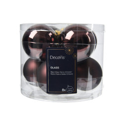Boule de Noël Truffe Noire Verre Ø 7cm – Lot 8 Pièces | DECORIS

