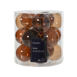 Boules de Noël en Verre Brunes Ø 6 cm – Lot de 15 pièces