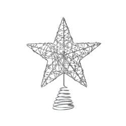 Cimier Étoile Argenté 23cm – Décoration Festive


