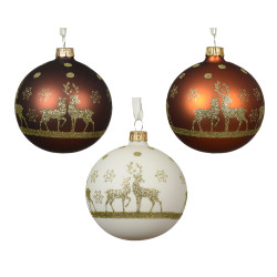 Boule de Noël Renne Verre Ø 8cm – Déco Festive | DECORIS