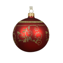 Boule de Noël Rouge Paillettes Verre 8cm – Festive | DECORIS

