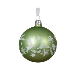 Boule de Noël Verre Rennes Thé Vert Ø 8 cm – Décoration Festive