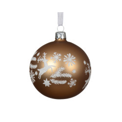 Boule de Noël Renne Brun Pécan Ø 8 cm – Déco Festive | DECORIS