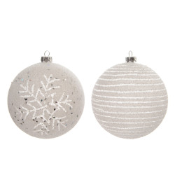 Boule de Noël givrée blanche Ø 8 cm – Incassable | DECORIS