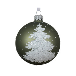 Boule de Noël Verre Sapin Enneigé – Déco Festive | DECORIS