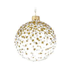 Boule de Noël Verre Paillettes Dorées Ø 8 cm – Festive & Chic

