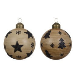 Boule de Noël Verre Bois Ø 8 cm – Déco Festive | DECORIS
