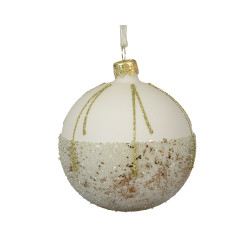 Boule de Noël Verre Perles Paillettes Blanc – Déco Festive | DECORIS
