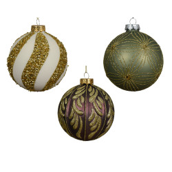 Boule de Noël Paillettes Verre Ø 10cm – Déco Festive | DECORIS

