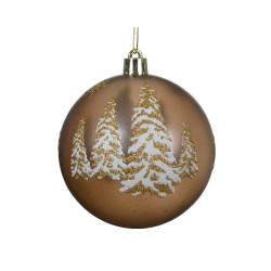 Boule de Noël incassable sapins enneigés – Déco festive | DECORIS

