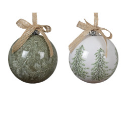 Boule de Noël Mousse Blanche/Verte Ø 8cm – Déco Festive | DECORIS