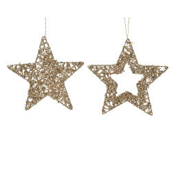 Étoile suspendue champagne Ø 15 cm – Déco festive | DECORIS