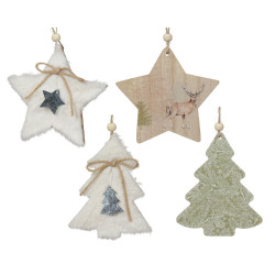 Figurine Noël Bois à Suspendre Ø 12cm – Déco Festive | DECORIS