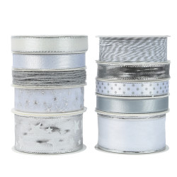 Ruban Polyester Argenté 4m – Déco Festive | DECORIS