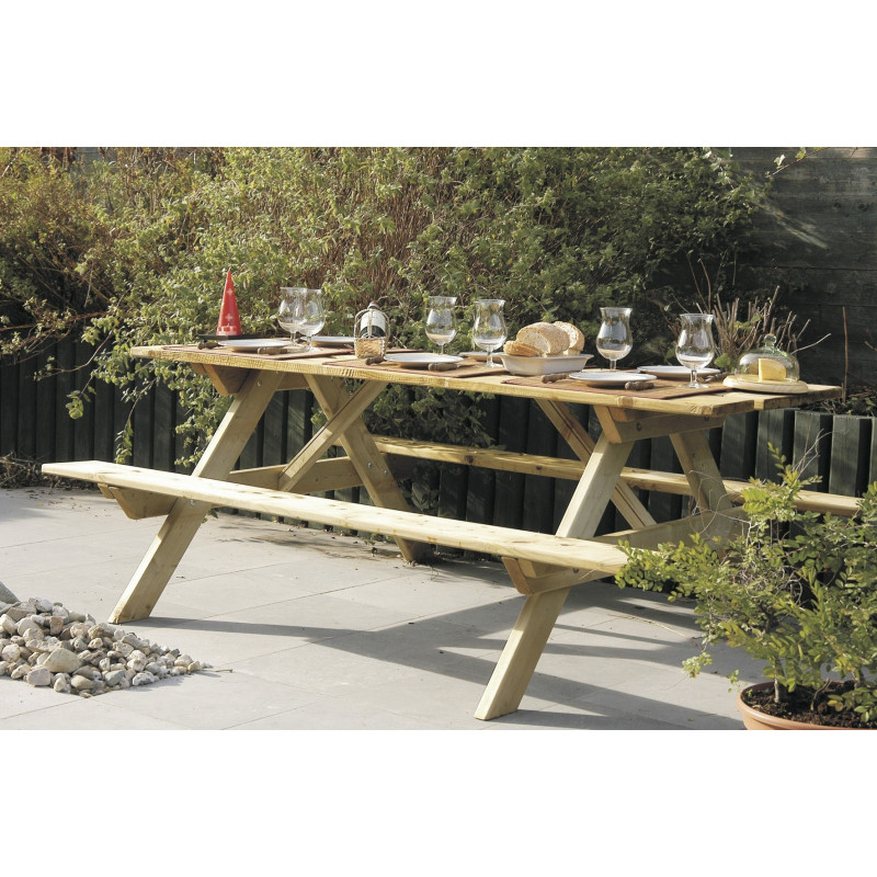 Table de jardin pique-nique 200 x 139 x 73,3 cm SOLID