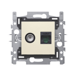 Prise Coaxiale RJ45 NIKO Crème – Connexion Fiable