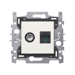 Prise coaxiale RJ45 NIKO blanche – Installation facile