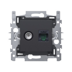 Prise coaxiale RJ45 anthracite – connexion fiable | NIKO